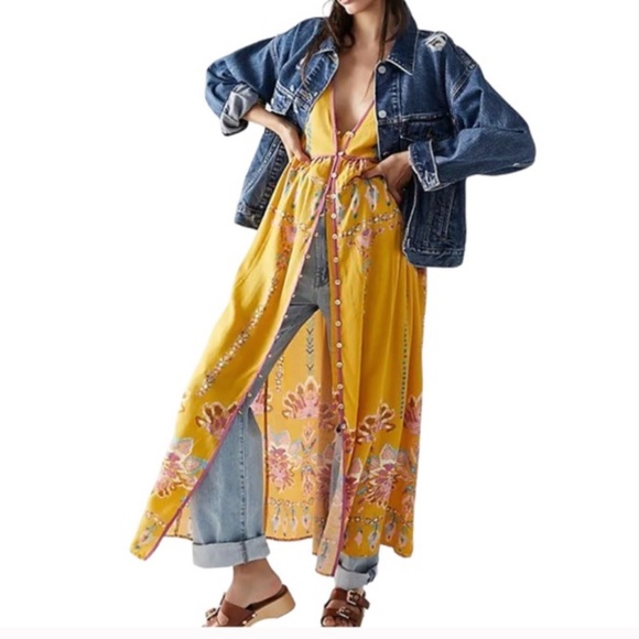 Free People Foley Maxi Dress Button-up Medium - Picture 4 of 15